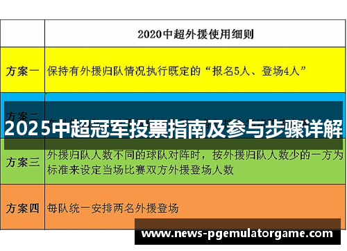 2025中超冠军投票指南及参与步骤详解 2025中超冠军投票指南及参与步骤详解