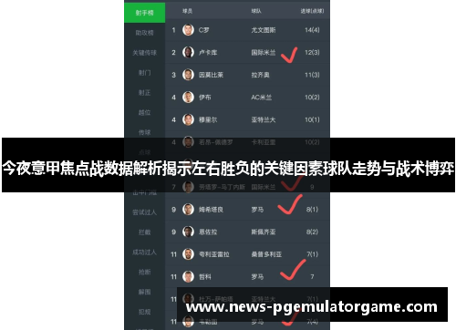 今夜意甲焦点战数据解析揭示左右胜负的关键因素球队走势与战术博弈